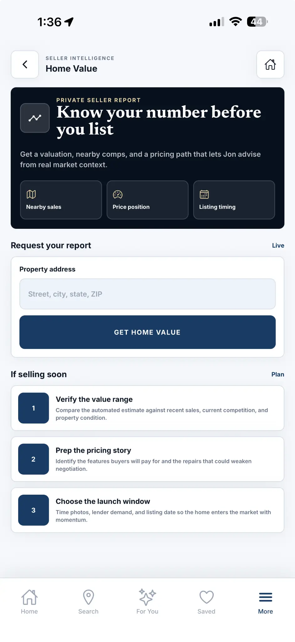 Home value estimator tool showing an instant Tullahoma TN home valuation